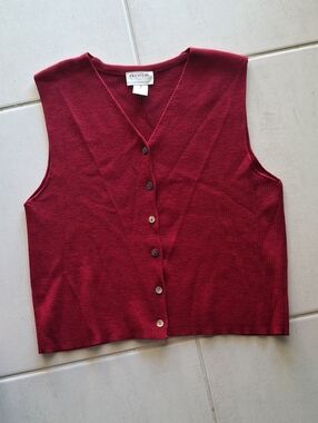 Preview Collection Burgundy Button-Front Knit Vest